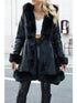 Damen Jacke Winterparka mit Kunstpelz-Futter und Gürtel - Warmer, Langärmliger Mantel